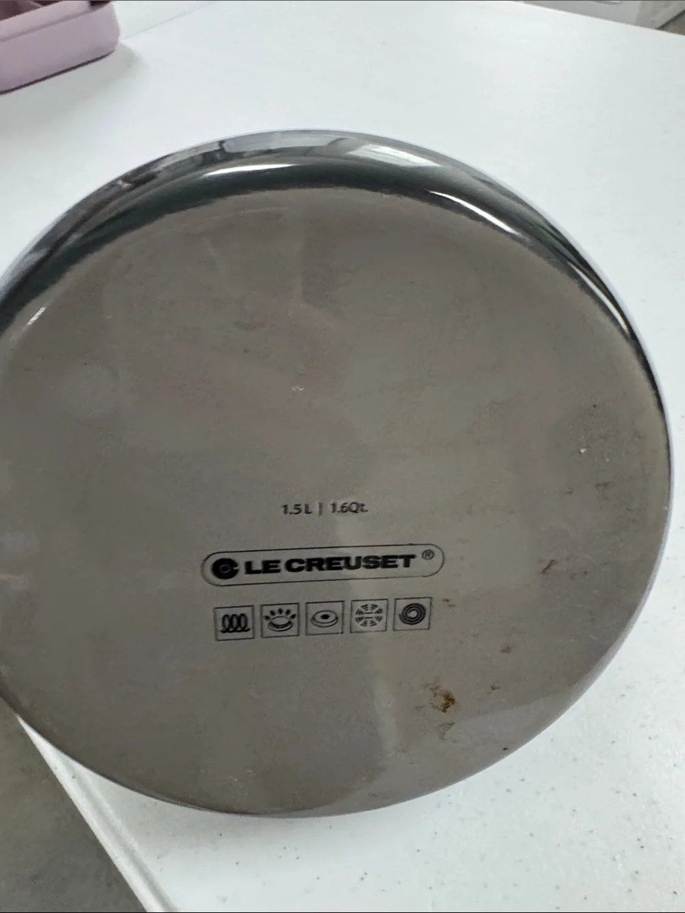 Le Creuset Gray Enamel Whistling Tea Kettle with Black Handle